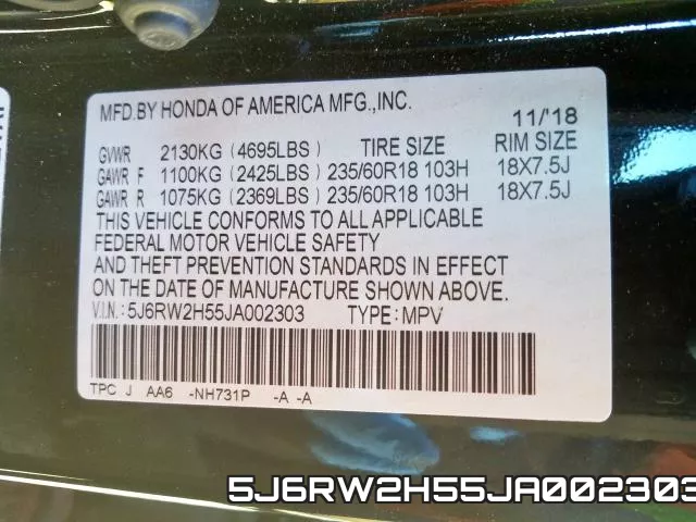 5J6RW2H55JA002303 фото 2