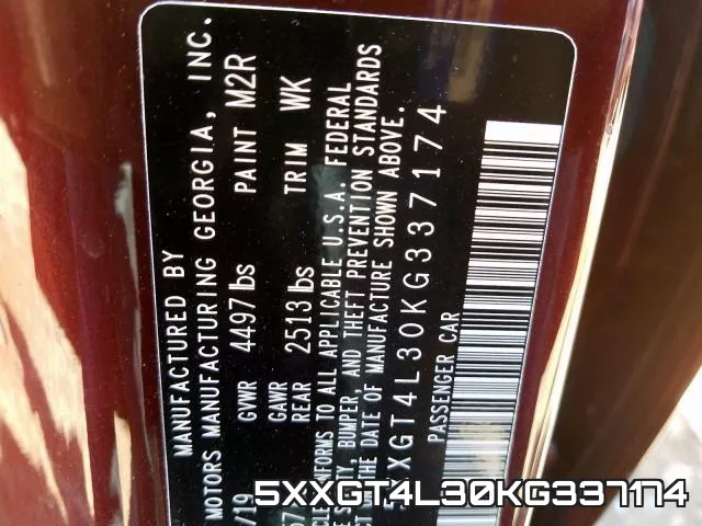 5XXGT4L30KG337174 фото 2