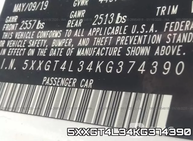 5XXGT4L34KG374390 фото 10