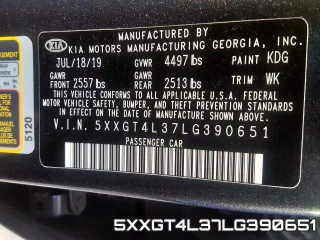 5XXGT4L37LG390651 фото 2