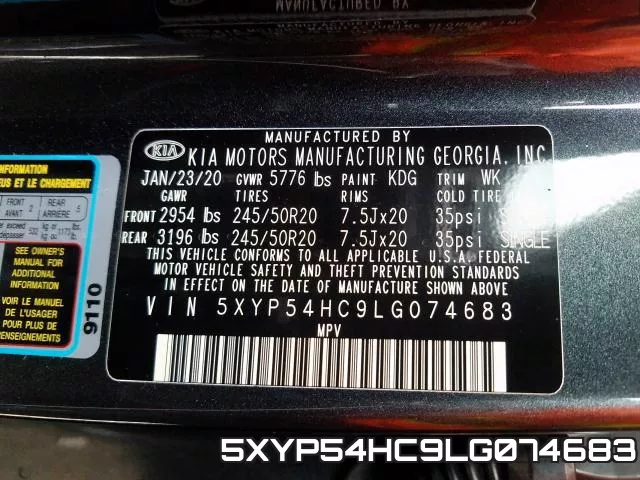 5XYP54HC9LG074683 фото 2