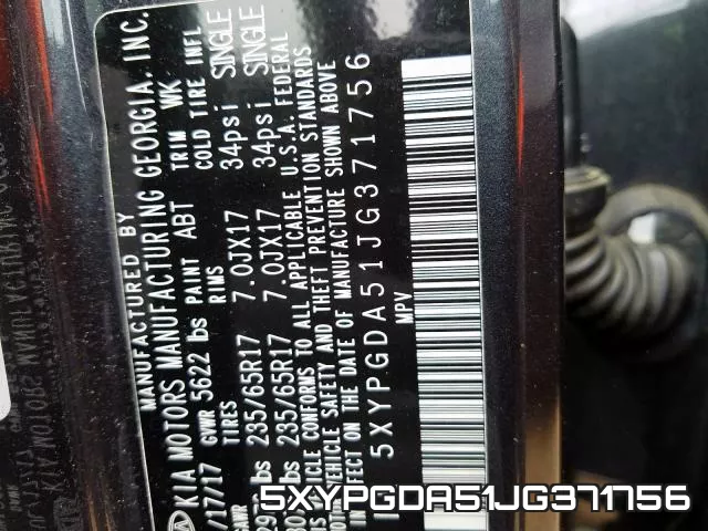 5XYPGDA51JG371756 фото 2