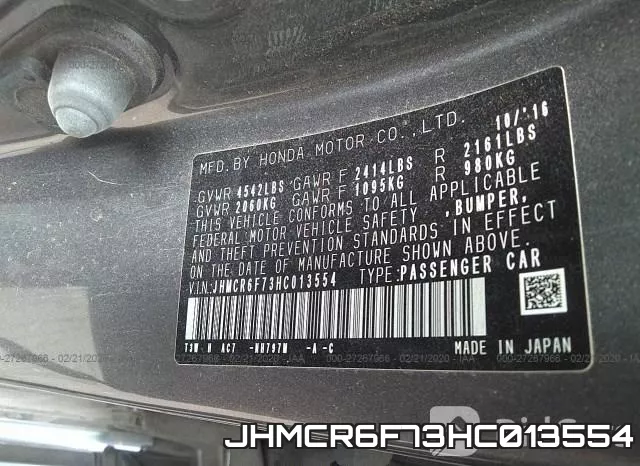 JHMCR6F73HC013554 фото 10