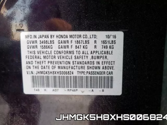 JHMGK5H8XHS006824 фото 2