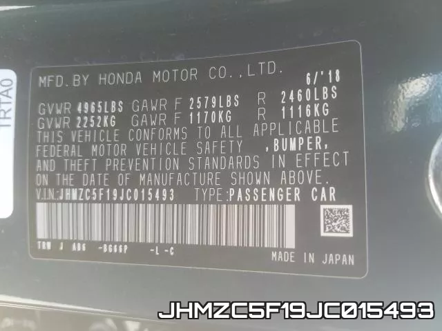 JHMZC5F19JC015493 фото 2