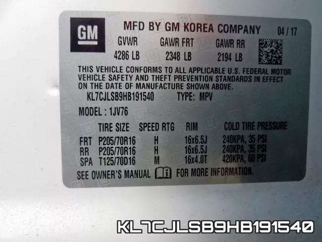 KL7CJLSB9HB191540 фото 2