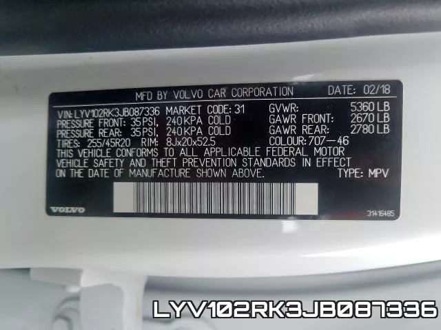 LYV102RK3JB087336 фото 2
