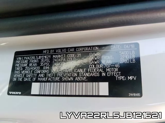LYVA22RL5JB121621 фото 2