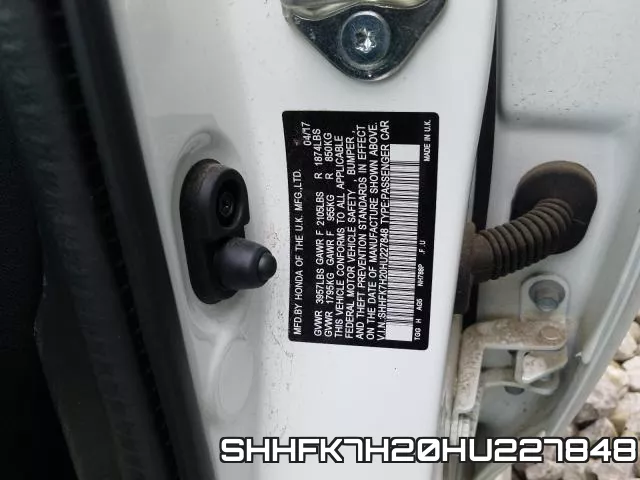SHHFK7H20HU227848 фото 2