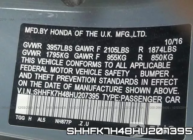 SHHFK7H48HU207395 фото 10