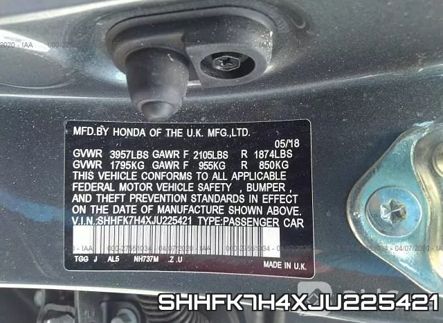 SHHFK7H4XJU225421 фото 10