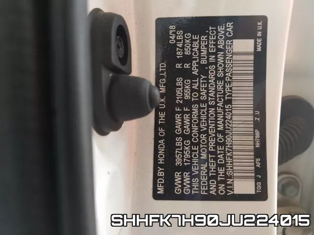 SHHFK7H90JU224015 фото 2