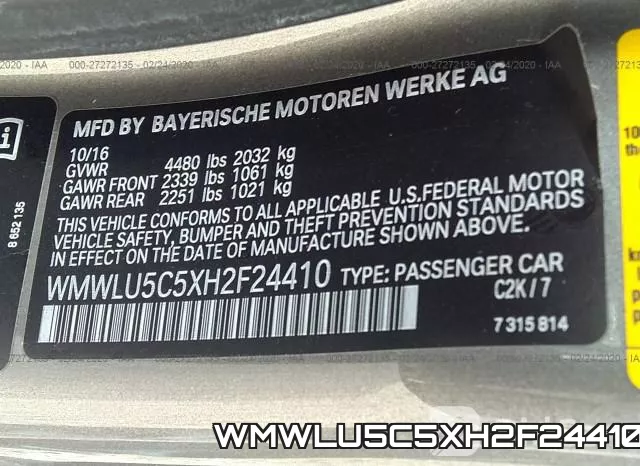 WMWLU5C5XH2F24410 фото 10