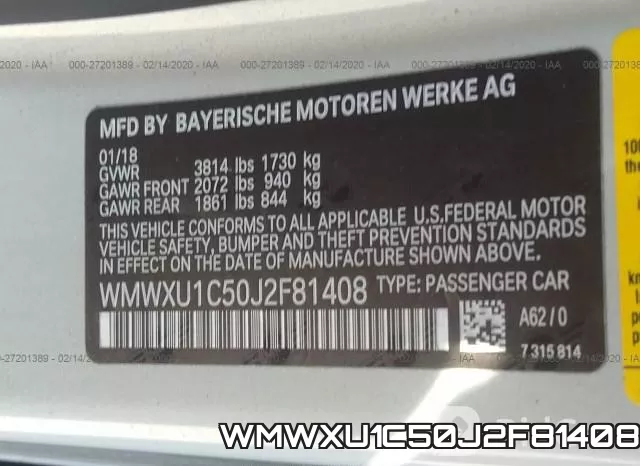 WMWXU1C50J2F81408 фото 10