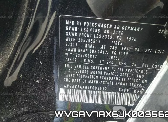 WVGAV7AX6JK003562 фото 10