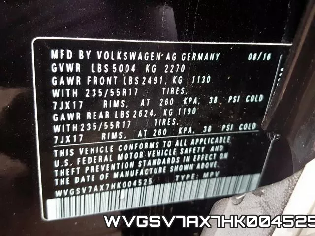 WVGSV7AX7HK004525 фото 2