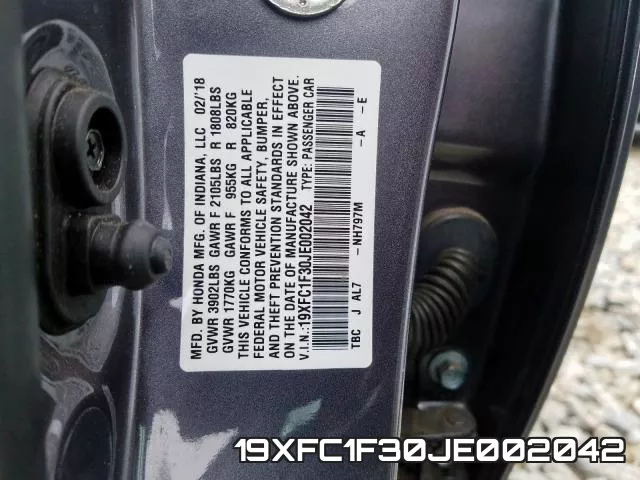 19XFC1F30JE002042 фото 2