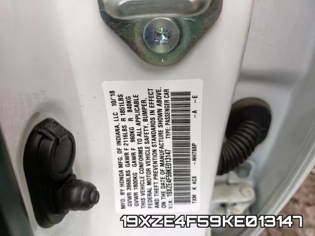 19XZE4F59KE013147 фото 2