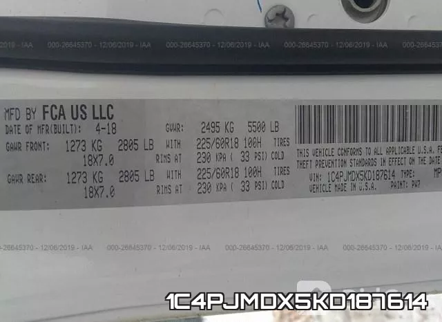 1C4PJMDX5KD187614 фото 10