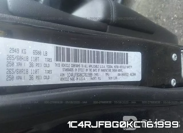 1C4RJFBG0KC761999 фото 10
