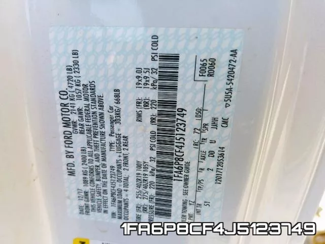 1FA6P8CF4J5123749 фото 2