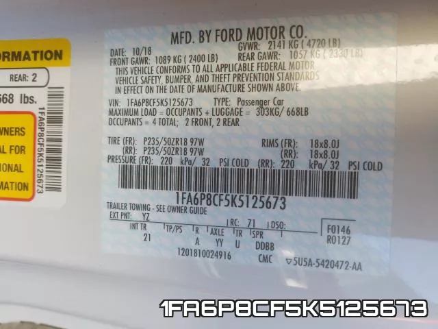 1FA6P8CF5K5125673 фото 2