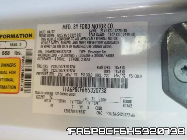 1FA6P8CF6H5320738 фото 2