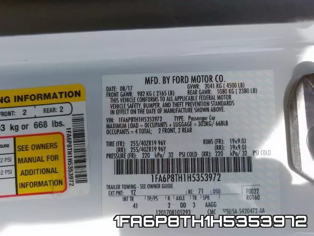 1FA6P8TH1H5353972 фото 2