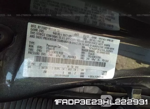 1FADP3E23HL222931 фото 10