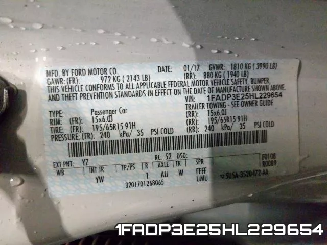 1FADP3E25HL229654 фото 2