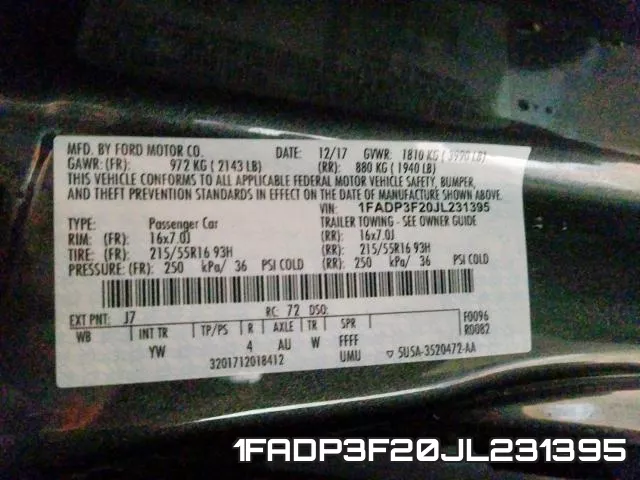 1FADP3F20JL231395 фото 2