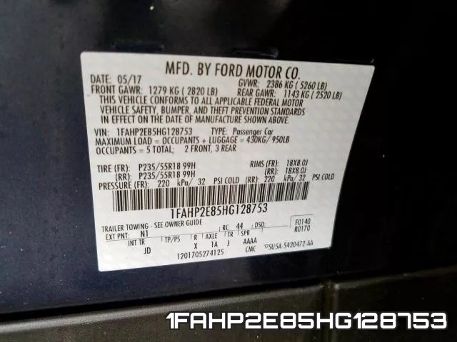 1FAHP2E85HG128753 фото 2