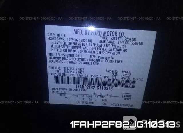 1FAHP2F82JG110313 фото 10
