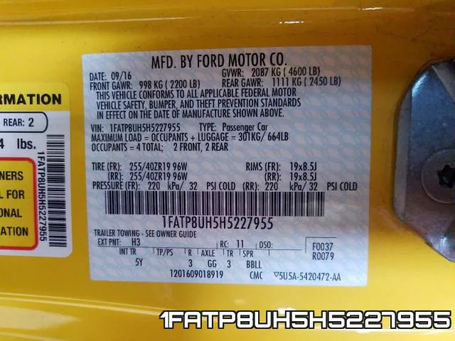 1FATP8UH5H5227955 фото 2