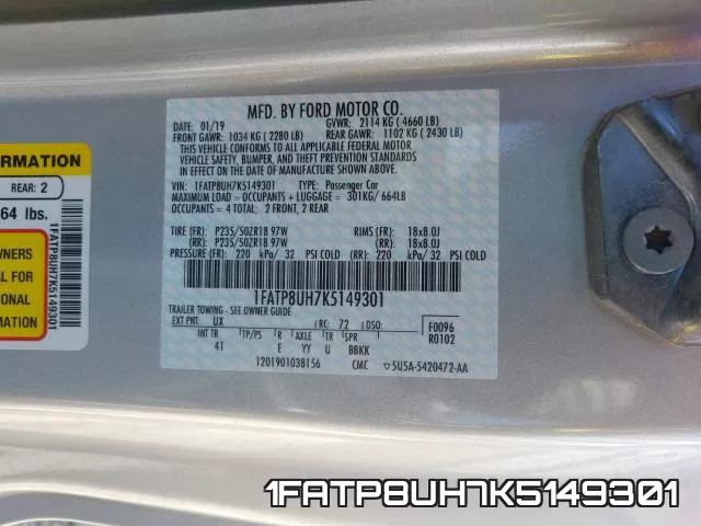 1FATP8UH7K5149301 фото 2