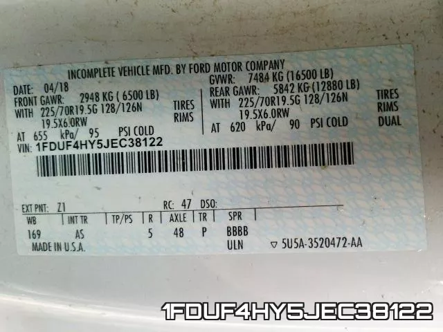 1FDUF4HY5JEC38122 фото 2