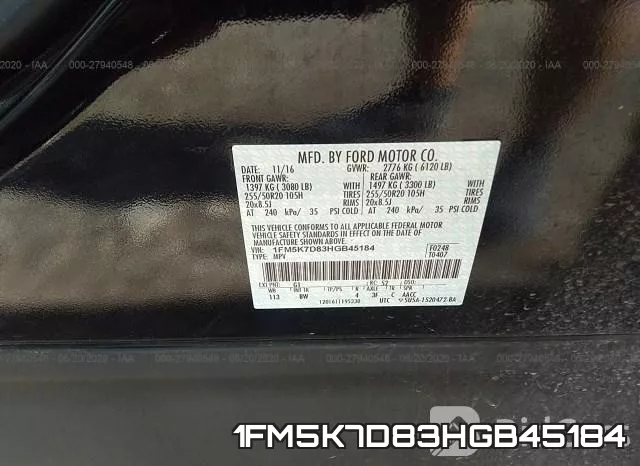 1FM5K7D83HGB45184 фото 10