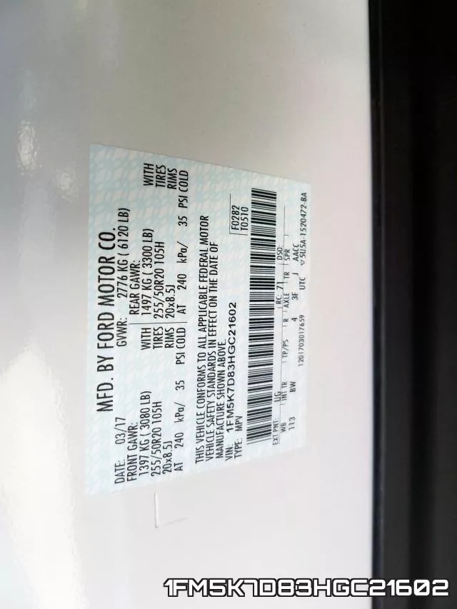 1FM5K7D83HGC21602 фото 2