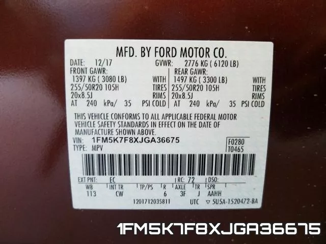 1FM5K7F8XJGA36675 фото 2