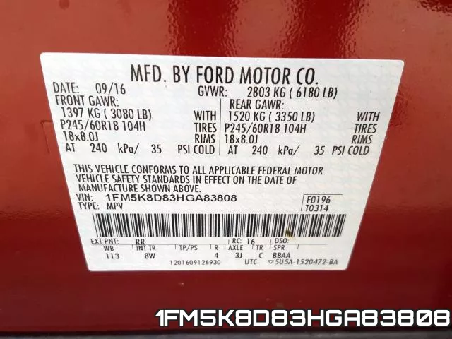 1FM5K8D83HGA83808 фото 2