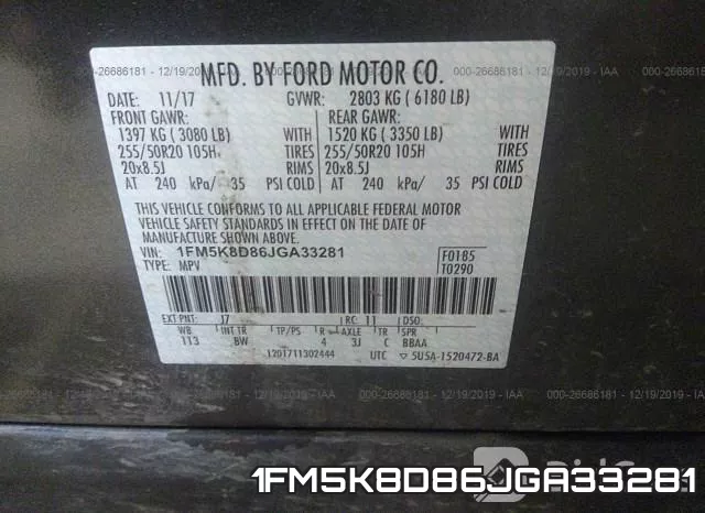 1FM5K8D86JGA33281 фото 10