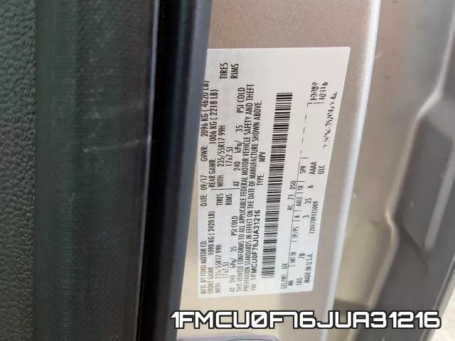 1FMCU0F76JUA31216 фото 2