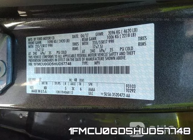 1FMCU0GD5HUD57748 фото 10