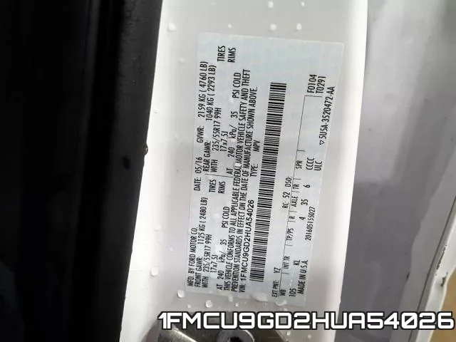 1FMCU9GD2HUA54026 фото 2