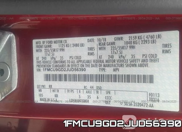1FMCU9GD2JUD56390 фото 10