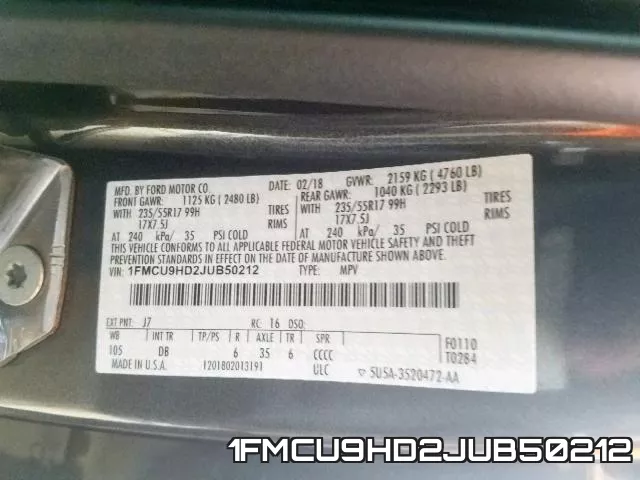 1FMCU9HD2JUB50212 фото 2