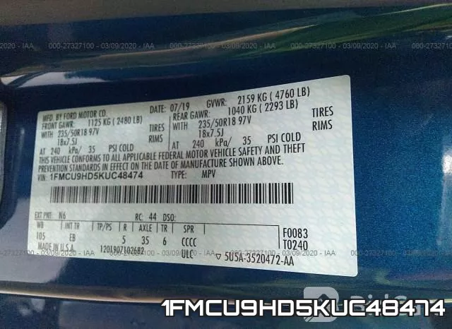 1FMCU9HD5KUC48474 фото 10