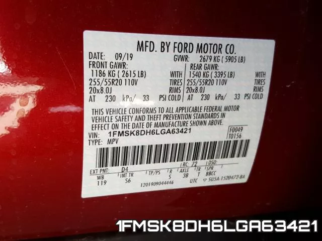 1FMSK8DH6LGA63421 фото 2