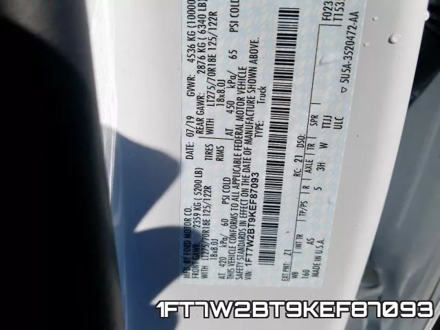 1FT7W2BT9KEF87093 фото 2