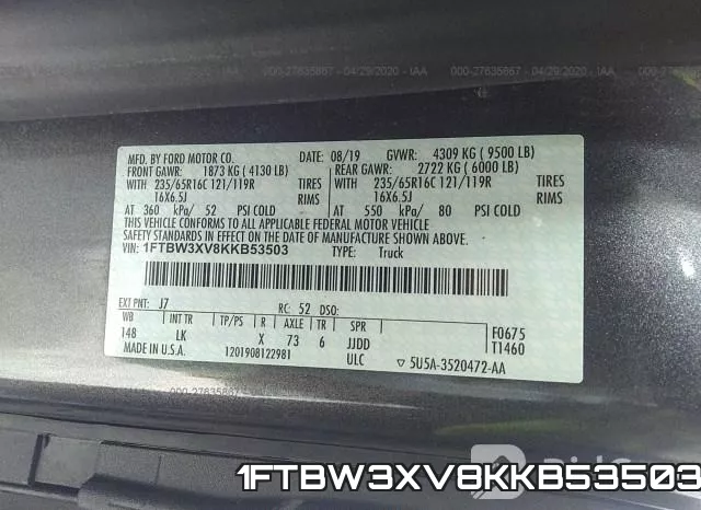1FTBW3XV8KKB53503 фото 10